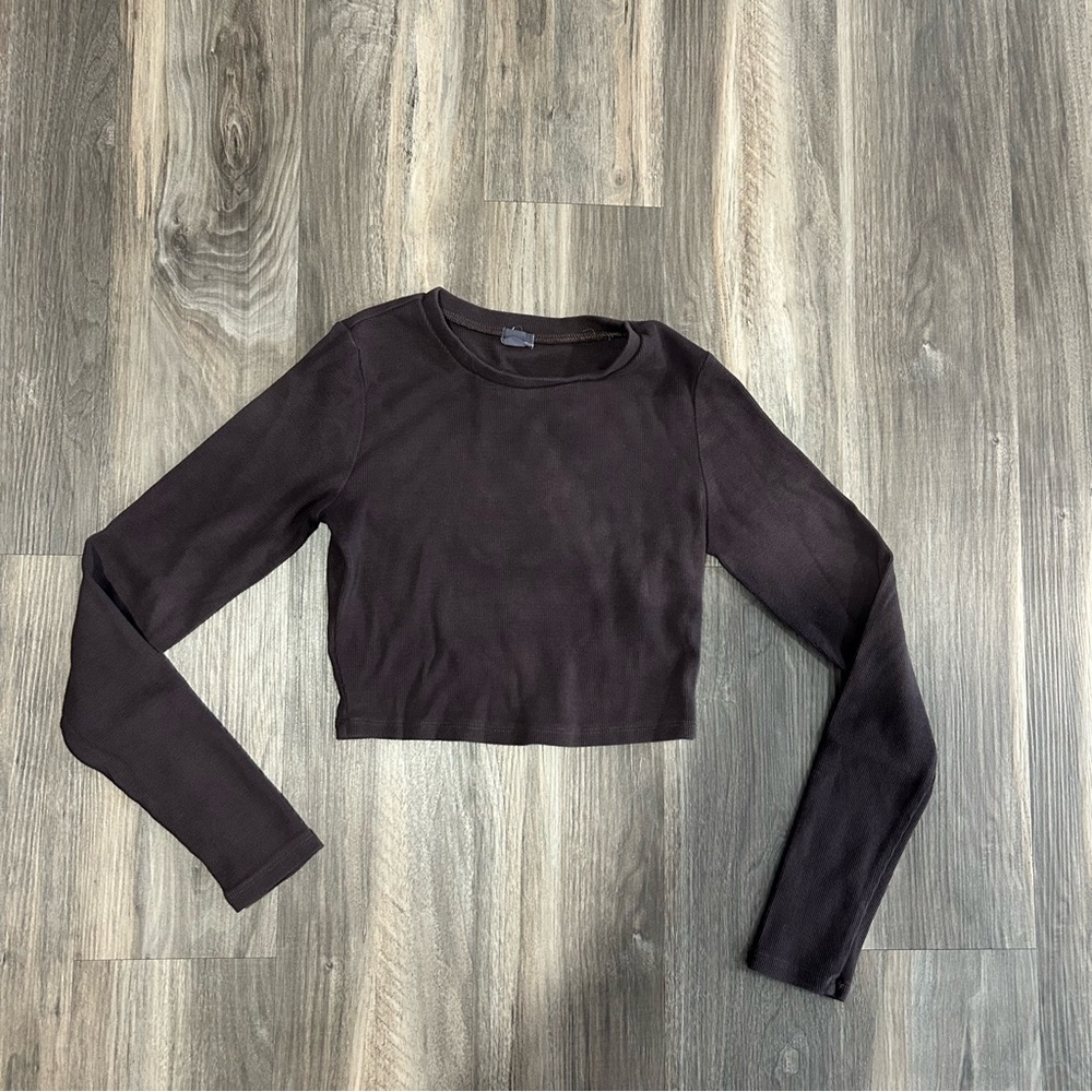 Garage Black Long Sleeve Crop Top